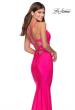 Picture of: Triple Knotted Jersey Prom Dress with Tie Up Back in Neon Pink, Style: 28905, Back Picture