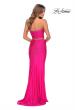 Picture of: Tube Top Two Piece Long Neon Prom Dress in Neon Pink, Style: 28972, Back Picture
