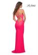 Picture of: Neon Stunning Luxe Jersey Dress with Deep V Neckline in Neon Pink, Back Picture