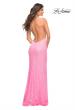 Picture of: Neon Pink High Neck Sequin Gown with Open Back in Pink, Style: 30638, Back Picture