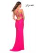 Picture of: Sparkle Rhinestone Long Jersey Prom Dress in Neon Pink in Neon Pink, Back Picture