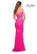Picture of: Neon Two Piece Jersey Long Prom Dress in Neon Pink, Style: 30678, Back Picture
