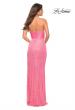 Picture of: Strapless Sequin Gown with Draped Slit in Neon Pink in Neon Pink, Back Picture