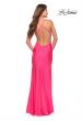 Picture of: Neon Pink Ruched Long Gown with Criss-Cross Style Bodice, Style: 30689, Back Picture