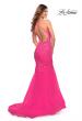 Picture of: Mermaid Tulle and Lace Jeweled Prom Dress in Neon Pink in Neon Pink, Style: 30692, Back Picture