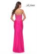 Picture of: Stunning Strapless Jeweled Lace and Jersey Dress in Neon Pink, Style: 30696, Back Picture