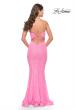Picture of: Fitted Stretch Sequin Dress with Open Back and Defined Cups in Neon in Neon Pink, Style: 31199, Back Picture