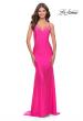 Picture of: Dramatic Rhinestone Dress with Sheer Details and Train in Bright Colors in Neon Pink, Style: 31403, Back Picture