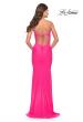 Picture of: Jeweled Modified Scoop Neck Jersey Dress with Open Back in Bright Colors in Neon Pink, Style: 31414, Back Picture