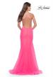 Picture of: Rhinestone Fully Embellished Prom Dress with Sheer Bodice in Neon in Neon Pink, Style: 31419, Back Picture