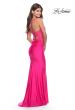 Picture of: Rhinestone Prom Dress with Lace Applique Side Panels in Neon in Neon Pink, Style: 31436, Back Picture