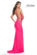 Picture of: Unique Jersey Dress with Open Criss Cross Sides in Neon in Neon Pink, Style: 31438, Back Picture