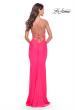 Picture of: Cut Out Long Soft Jersey Dress with Criss Cross Bodice in Neon in Neon Pink, Style: 31442, Back Picture