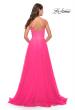 Picture of: A-line Gown with Sheer Floral Embellished Bodice in Neon Pink in Neon Pink, Style: 31506, Back Picture
