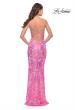 Picture of: Print Sequin Gown with Square Neckline in Neon Pink, Style: 31521, Back Picture