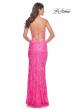 Picture of: Neon Print Sequin Long Prom Dress with Lace Up Back in Neon Pink, Style: 32332, Back Picture