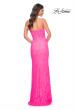 Picture of: Stretch Lace Prom Dress with Boning Detail on Bodice in Pink, Style: 32423, Back Picture