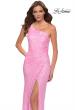 Picture of: Neon Pink One Shoulder Sequin Dress with Open Back in Neon Pink, Style 29654, Detail Picture 1