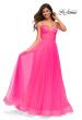 Picture of: Neon Pink Tulle A-line Prom Dress with Corset Sheer Bodice in Neon Pink, Detail Picture 1
