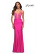 Picture of: Neon Prom Dress with Beautiful Lace Bodice and Jersey Skirt in Pink, Style: 30606, Detail Picture 1