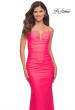 Picture of: Neon Stunning Luxe Jersey Dress with Deep V Neckline in Neon Pink, Detail Picture 1