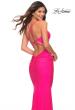 Picture of: Sparkle Rhinestone Long Jersey Prom Dress in Neon Pink in Neon Pink, Detail Picture 1