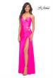 Picture of: Neon Prom Dress with Cut Outs at Hip and High Slit in Pink, Style: 30667, Detail Picture 1