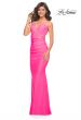 Picture of: Neon Pink Prom Dress with Cut Outs and Tie Back in Pink, Style: 30672, Detail Picture 1