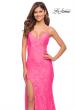 Picture of: Gorgeous Neon Pink Tulle and Lace Mermaid Gown in Neon Pink, Style: 30676, Detail Picture 1
