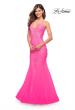 Picture of: Mermaid Tulle and Lace Jeweled Prom Dress in Neon Pink in Neon Pink, Style: 30692, Detail Picture 1
