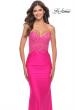 Picture of: Stunning Strapless Jeweled Lace and Jersey Dress in Neon Pink, Style: 30696, Detail Picture 1