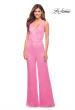 Picture of: Neon Pink Sequin Jumpsuit with Criss Cross Back in Neon Pink, Style: 30811, Detail Picture 1