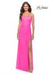Picture of: Elegant Jersey Dress with Ruching and Square Neckline in Neon in Neon Pink, Style: 31329, Detail Picture 1