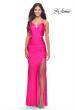 Picture of: Neon Prom Dress with Side Cutouts and Open Tie Back in Neon Pink, Style: 31400, Detail Picture 1