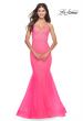 Picture of: Mermaid Rhinestone Tulle Gown with Open Back in Neon in Neon Pink, Style: 31407, Detail Picture 1