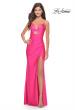 Picture of: Knot Detail Jersey Dress with Cut Out in Neon Pink, Style: 31575, Detail Picture 1