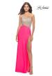 Picture of: One Shoulder Dress with Side Cut Out and Rhinestone Bodice in Neon Pink, Style: 31600, Detail Picture 1