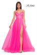 Picture of: Tulle Dress with Full Skirt and Sheer Lace Bodice in Neon Pink, Style: 32306, Detail Picture 1