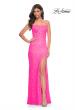Picture of: Stretch Lace Prom Dress with Boning Detail on Bodice in Pink, Style: 32423, Detail Picture 1