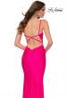 Picture of: Neon Pink Fitted Gown with Deep V anc Ruching in Neon Pink, Style 29966, Detail Picture 2