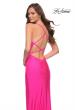 Picture of: Neon Prom Gown with Rhinestone Fabric and Deep V in Neon Pink, Style 29969, Detail Picture 2