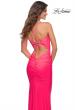 Picture of: Neon Stunning Luxe Jersey Dress with Deep V Neckline in Neon Pink, Detail Picture 2