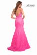 Picture of: Neon Pink Mermaid Lace Prom Dress with Sheer Jeweled Bodice in Pink, Style: 30663, Detail Picture 2