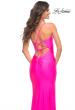 Picture of: Neon Prom Dress with Cut Outs at Hip and High Slit in Pink, Style: 30667, Detail Picture 2