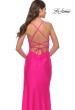 Picture of: Neon Pink Jersey Gown with Wrap Style Front and Rhinestones in Neon Pink, Style: 30683, Detail Picture 2