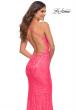 Picture of: Lace Prom Dress with Illusion Embellished Sides in Neon Colors in Neon Pink, Detail Picture 2