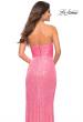 Picture of: Strapless Sequin Gown with Draped Slit in Neon Pink in Neon Pink, Detail Picture 2