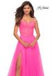 Picture of: Neon Pink Tulle and Lace Ballgown with Illusion Bodice in Neon Pink, Detail Picture 2