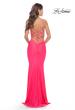Picture of: Twist Front Cut Out Jersey Prom Dress in Bright Colors in Neon Pink, Style: 31435, Detail Picture 2