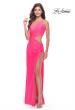 Picture of: One Shoulder Dress with Side Cut Out and Unique Back in Bright Colors in Neon Pink, Style: 31443, Detail Picture 2